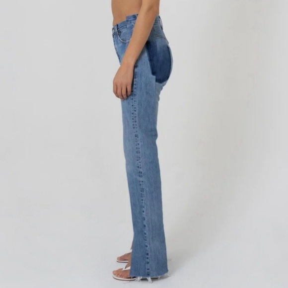 EB Denim Split Hem OG Jeans Womens size 26 High Rise Straight Leg Blue Denim - Picture 3 of 8